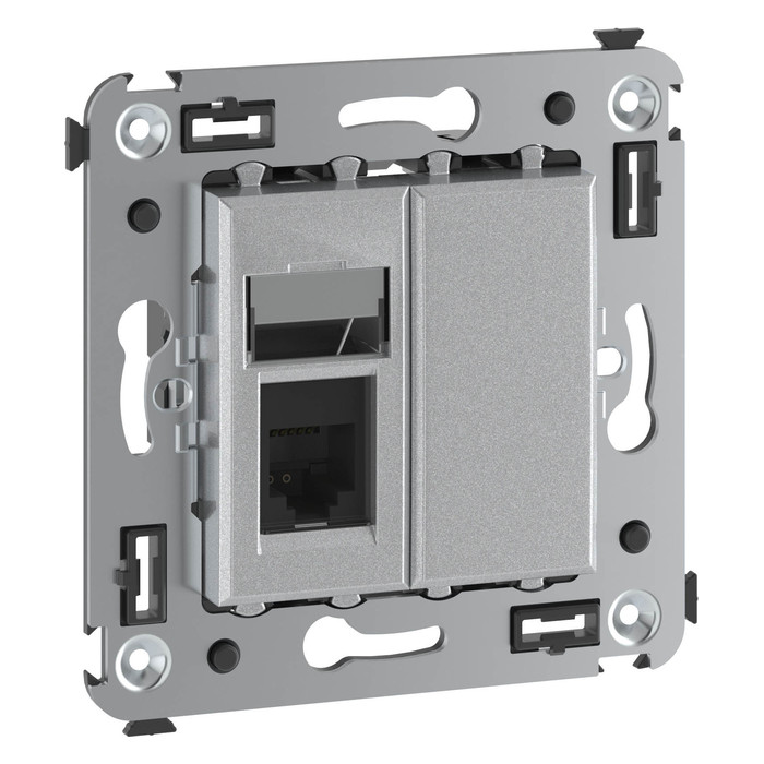 Розетка телефонная RJ12 DKC AVANTI, скрытый монтаж, , закаленная сталь, 4404313