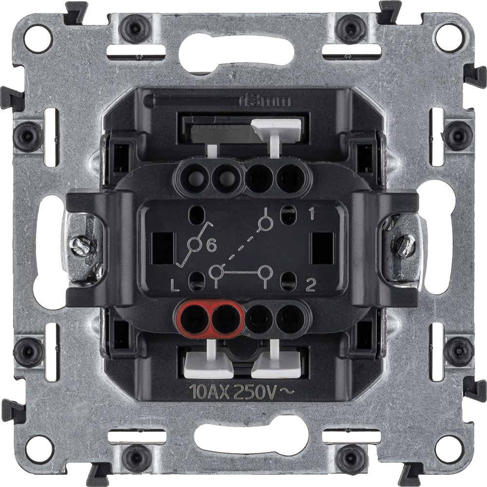 Механизм переключателя 1-кл. СП Valena Life 10А IP20 250В 10AX с лиц. панелью безвинт. зажимы алюм. Leg 752606