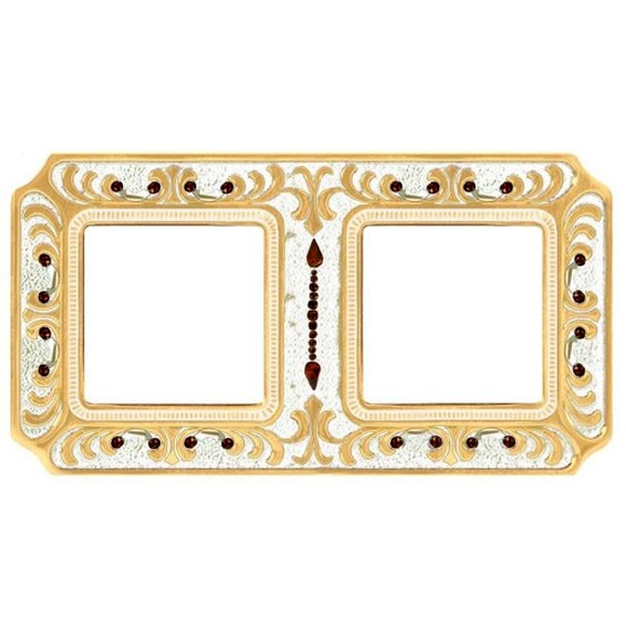 Рамка 2 поста FEDE CRYSTAL DE LUXE, gold white patina, FD01352OPCL