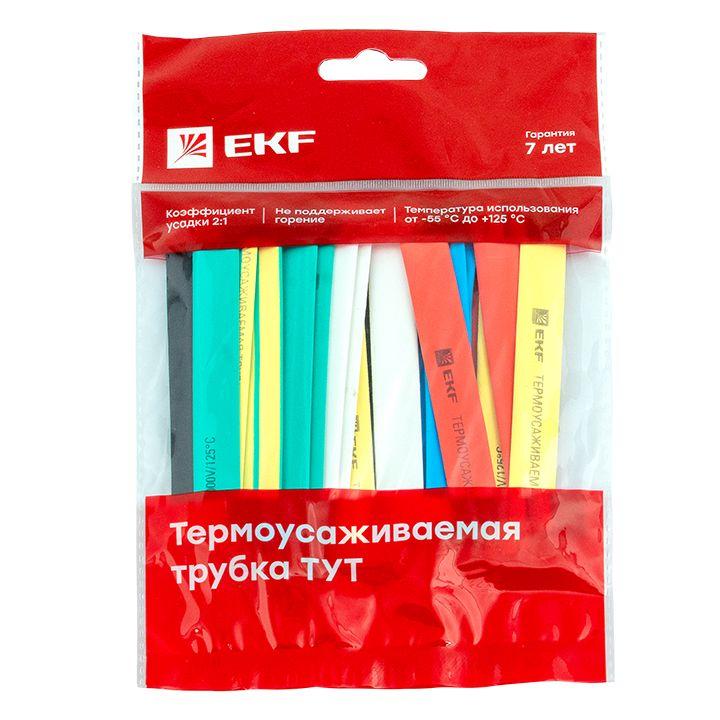 Набор трубок термоусадочных ТУТ нг тонкостен. 10/5 (7 цветов по 3шт 100мм) EKF tut-n-10
