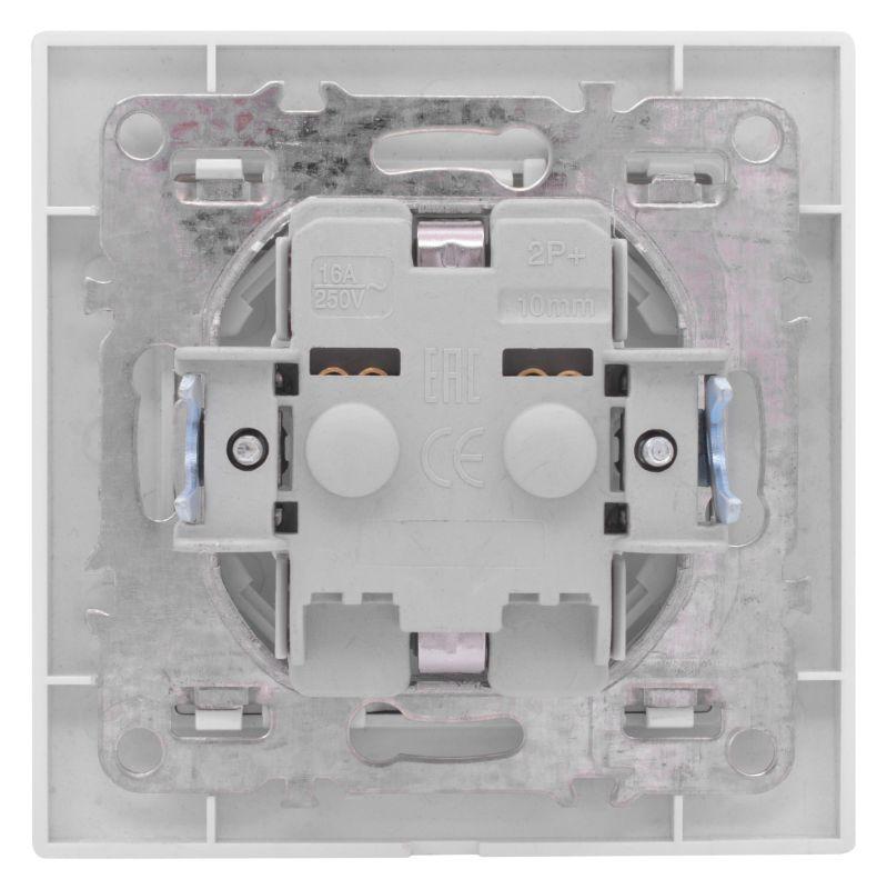 Розетка 1-м СП Минск 16А IP20 с заземл. защ. шторки с крышкой бел. Basic EKF ERR16-029-100