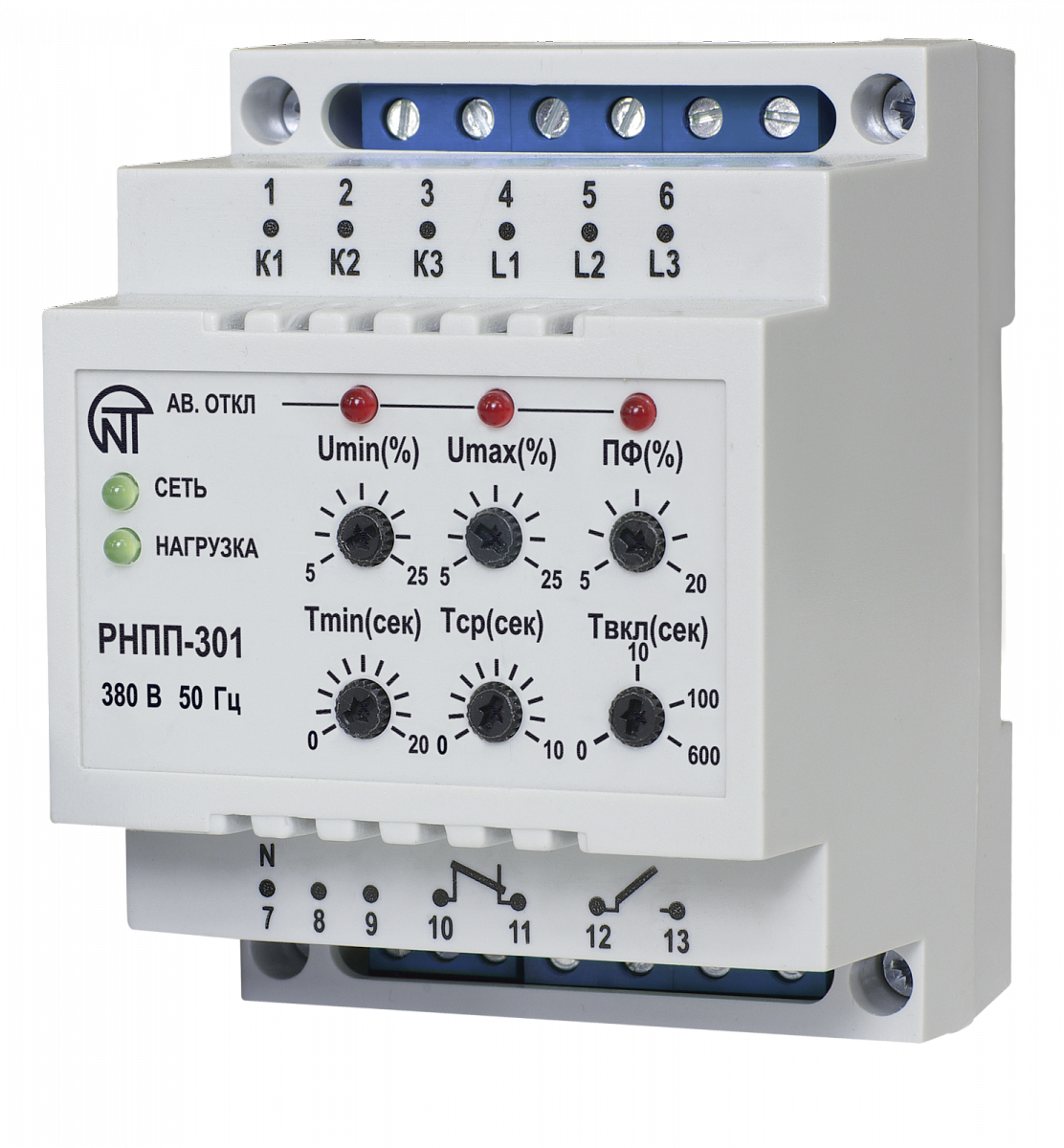 Реле напряжения, перекоса и последовательности фаз РНПП-301-3